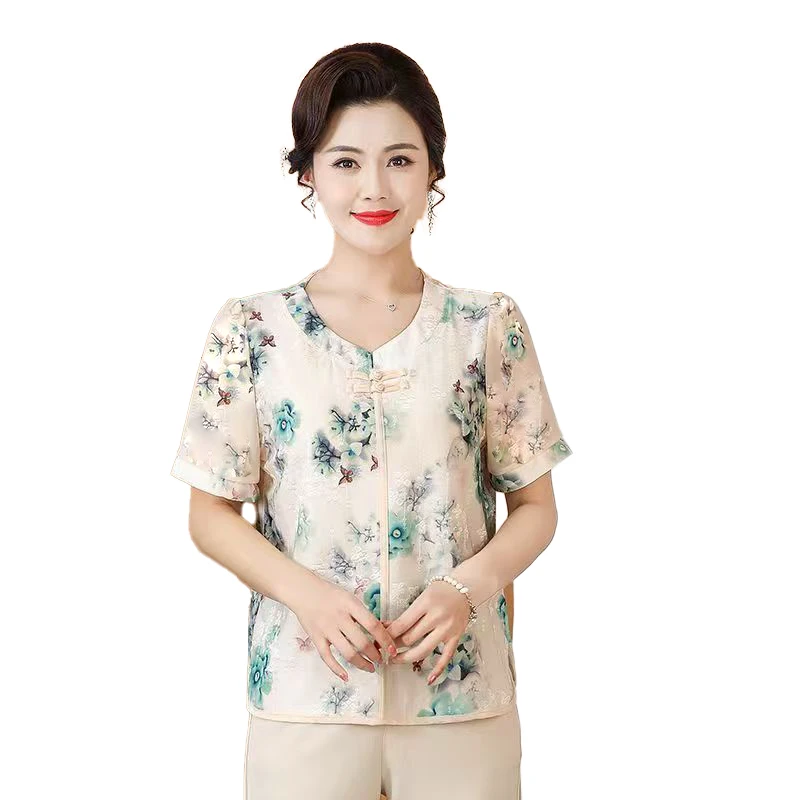 福利款夏季妈妈短袖国风洋气百搭