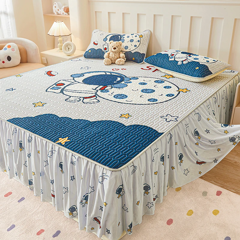 乳胶凉席床裙款2025新款夏季冰丝凉席三件套可折叠夏凉席子空调席