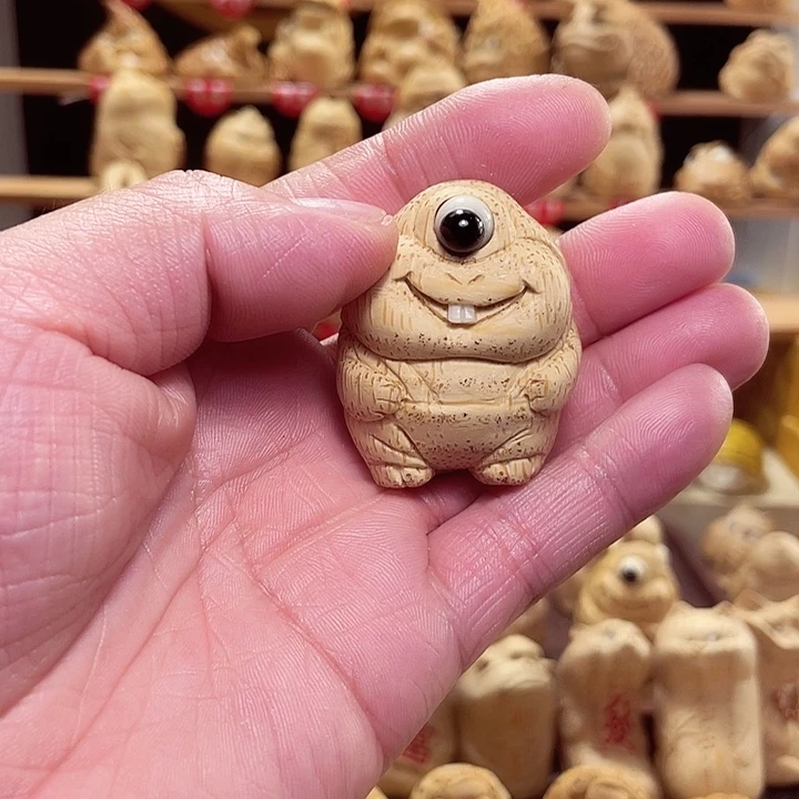 竹竹根雕独眼手把件