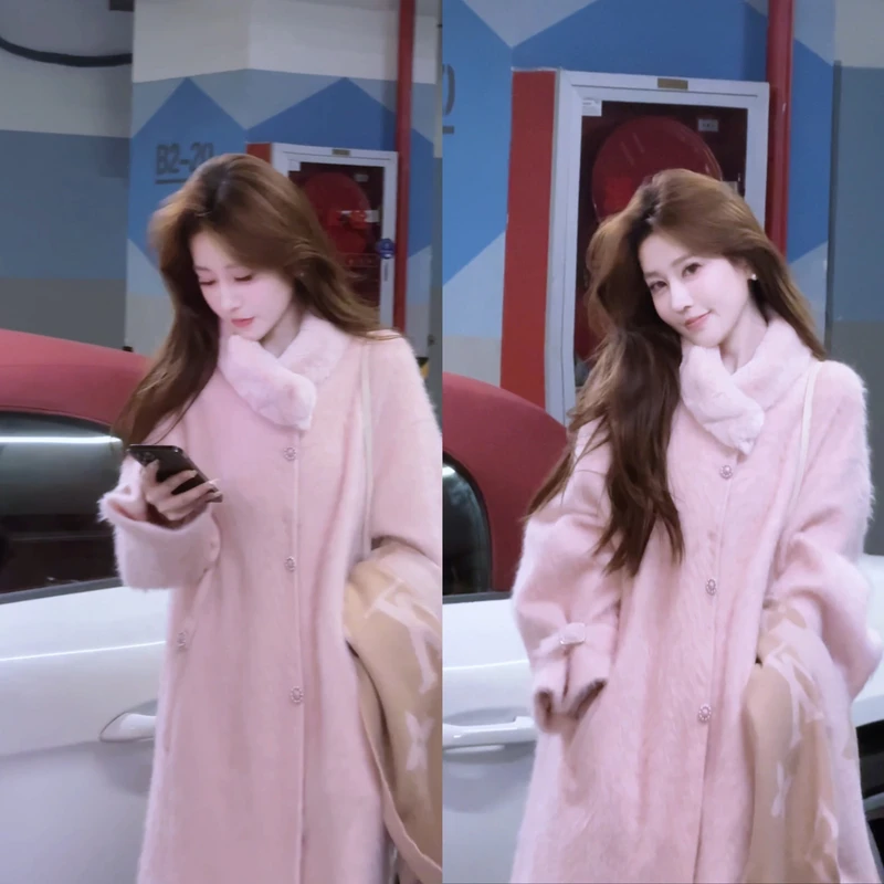 【婷婷】《小龙猫•慵懒 》贵气拉绒龙猫领大衣25DK8026