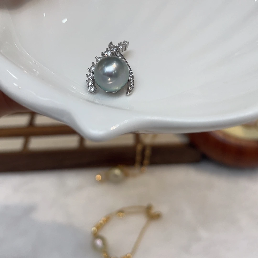 吊坠(不含链)银S925镶嵌海水珍珠