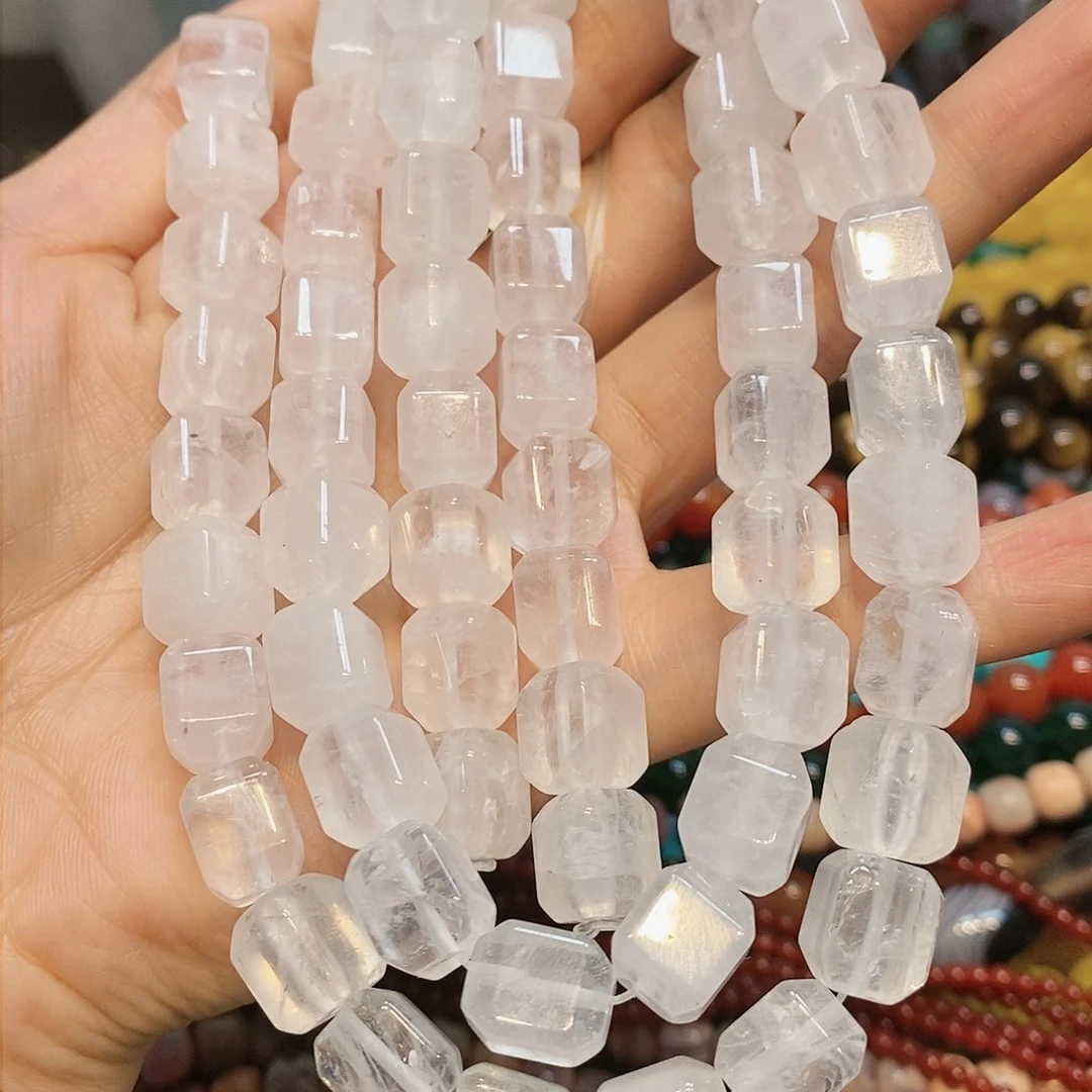 玛瑙/玉髓散珠天然白水晶方糖11mm一条