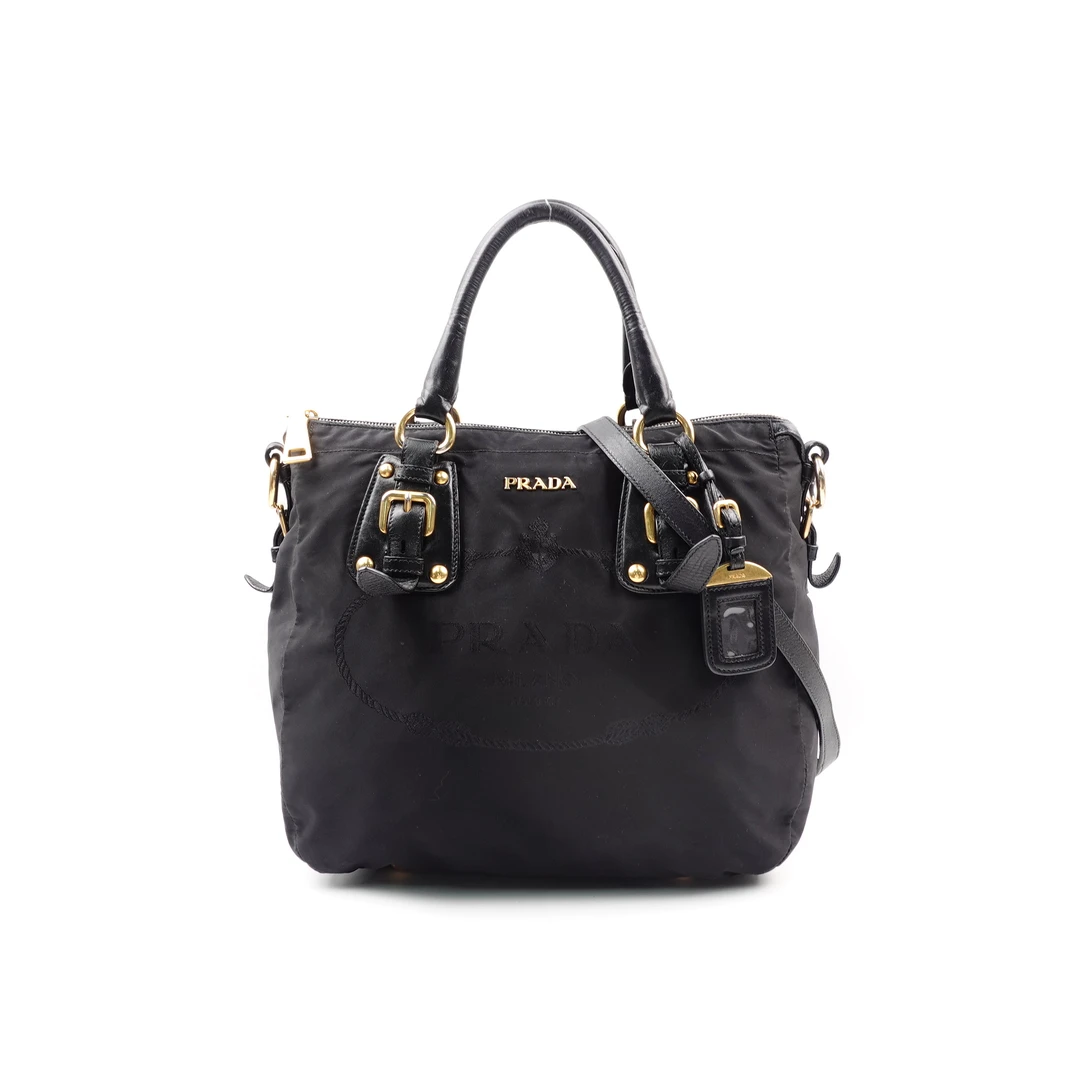 95新 Prada/普拉达 黑色手提单肩包/T10156542
