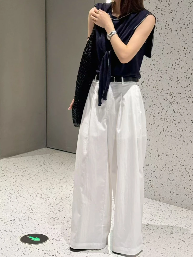 耶耶 YEYE |""高腰褶皱宽松阔腿裤休闲长裤15305