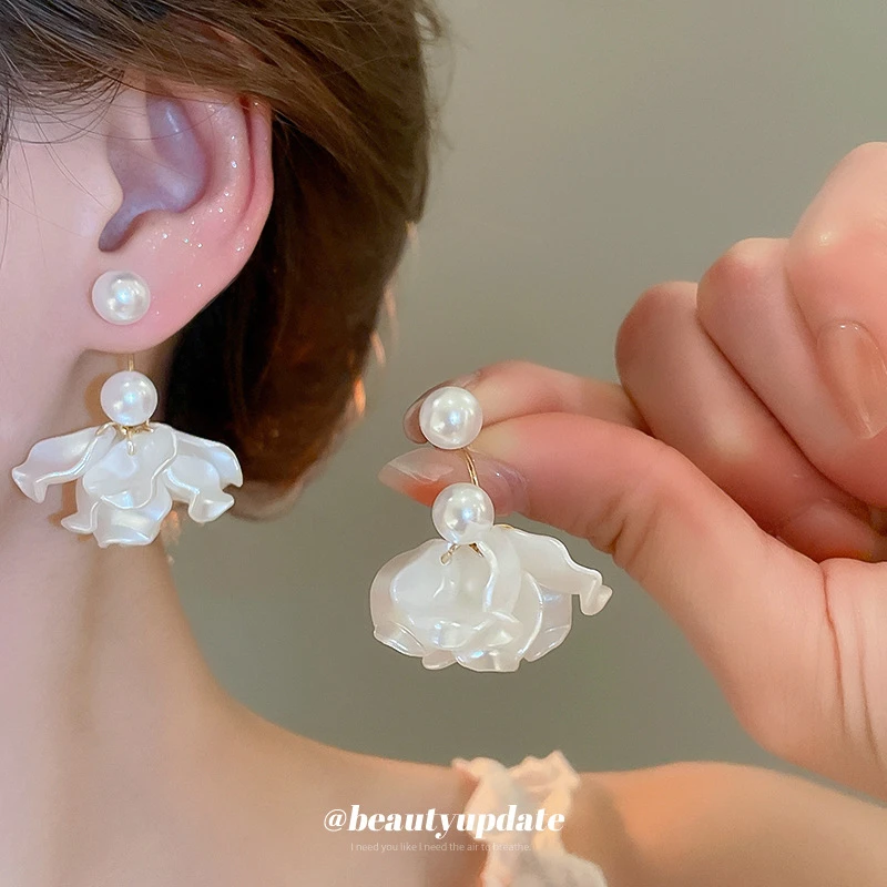 锌合金耳饰 清新甜美立体手工花朵耳环女 一款两戴气质优雅耳饰