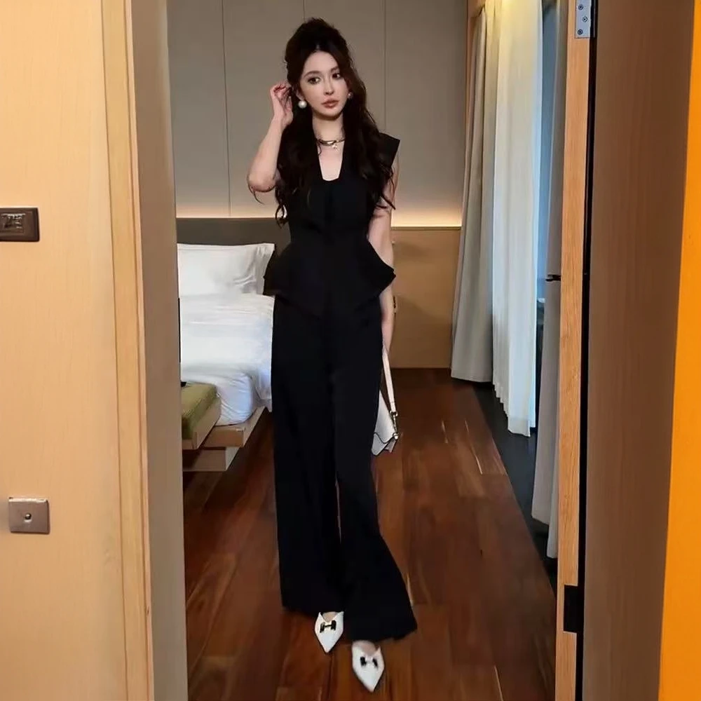 【晨浠定制】新款时尚气质高端名媛小香风上衣阔腿裤套装8217