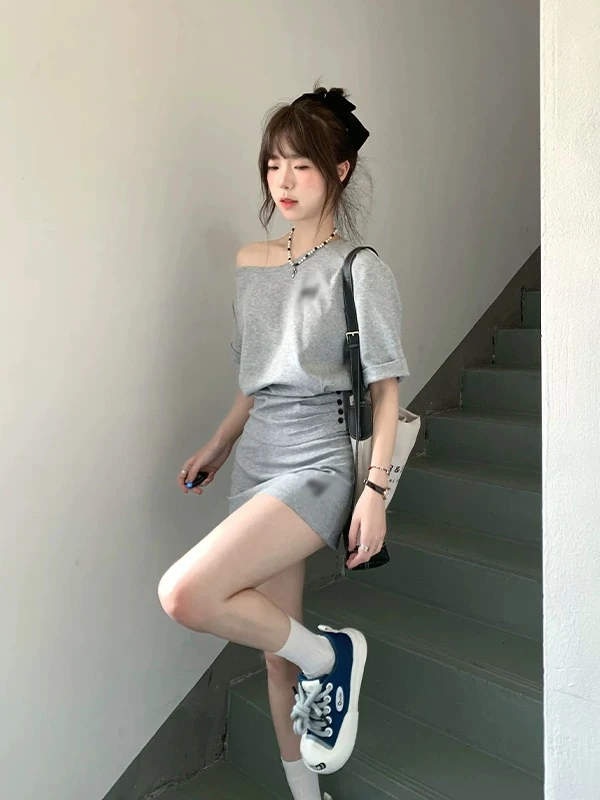 大码法式时尚套装气质名媛纯欲风两件套8822