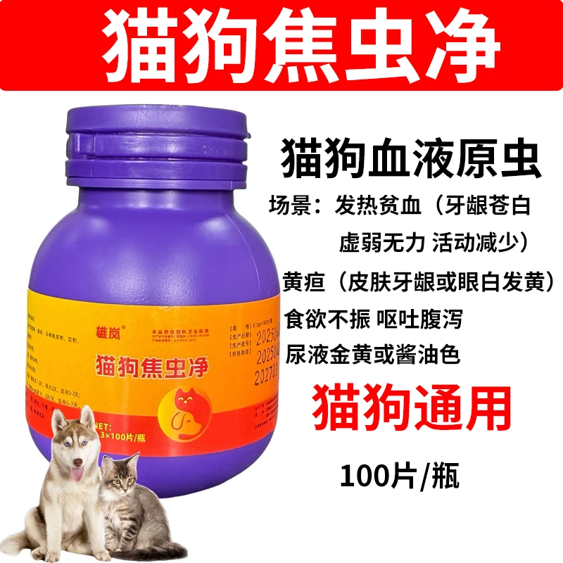 猫狗焦虫净狗巴贝斯焦虫贫血尿黄黄疸食欲下降呕吐拉稀血虫预防
