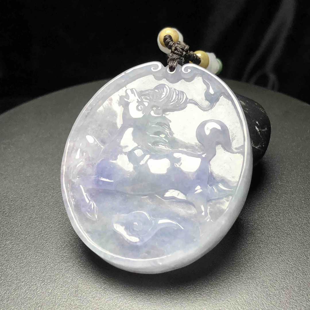 华洋玉器天然A货翡翠龙马吊坠挂件