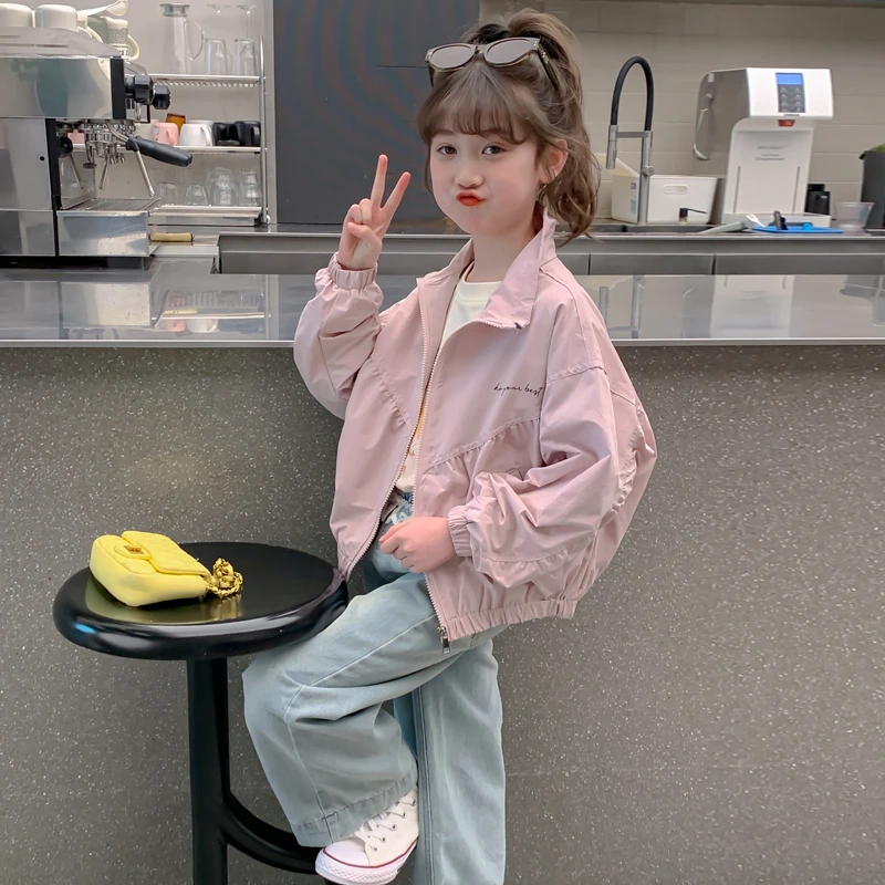 女童春秋外套2025新款中大童女孩春季洋气韩版蝙蝠袖女孩春秋外套