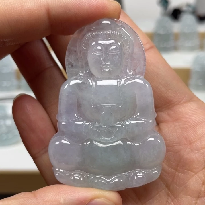 翡翠未镶嵌颈饰天然缅甸翡翠A货观音50号