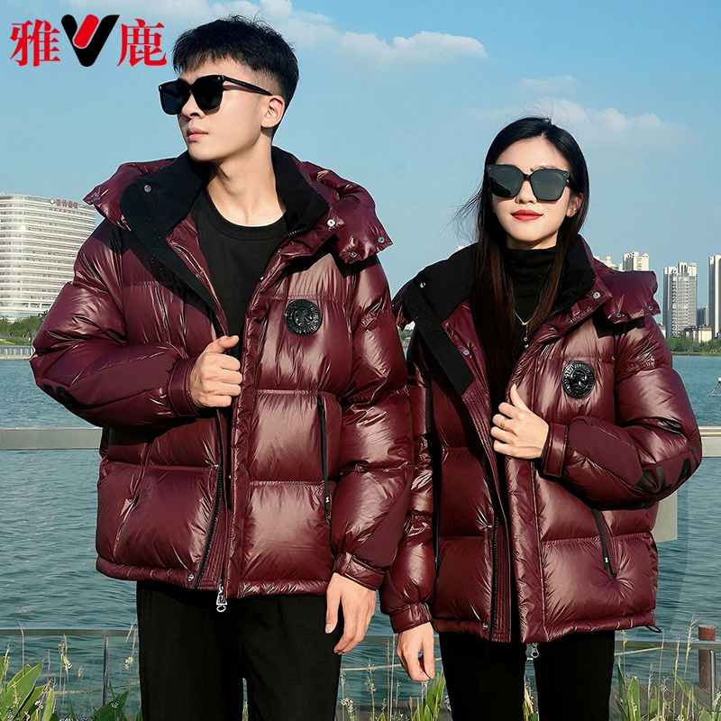 雅鹿羽绒服反季短款黑色正品牌高品质冬季男女士情侣装加厚外套YC