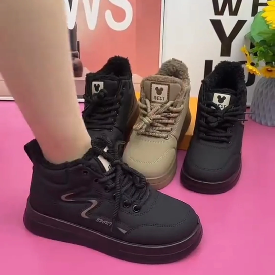 冬季高帮2024加绒保暖新款运动厚底棉鞋休闲北京布鞋百搭防滑