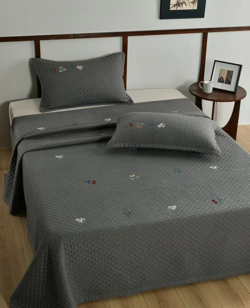 幕古(Mugu)亚麻刺绣床盖三件套230*250～C02