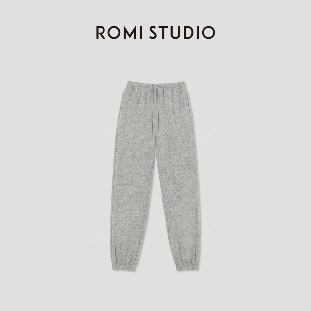 ROMI STUDIO“格雷秋意”绵羊毛混纺松紧腰束脚卫裤RW24WXY1456