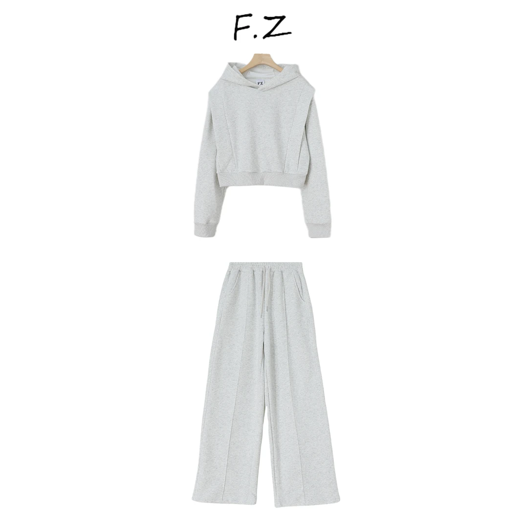 ‘不被定义’秋季时尚显瘦气质休闲两件套廓形卫衣阔腿裤套装FZ007