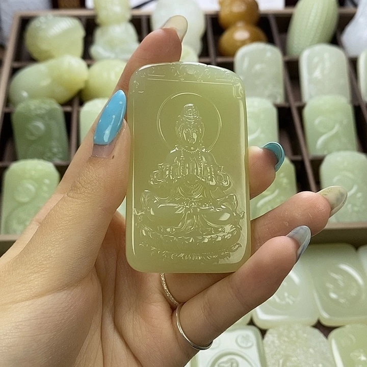 昆仑石双面观音牌
