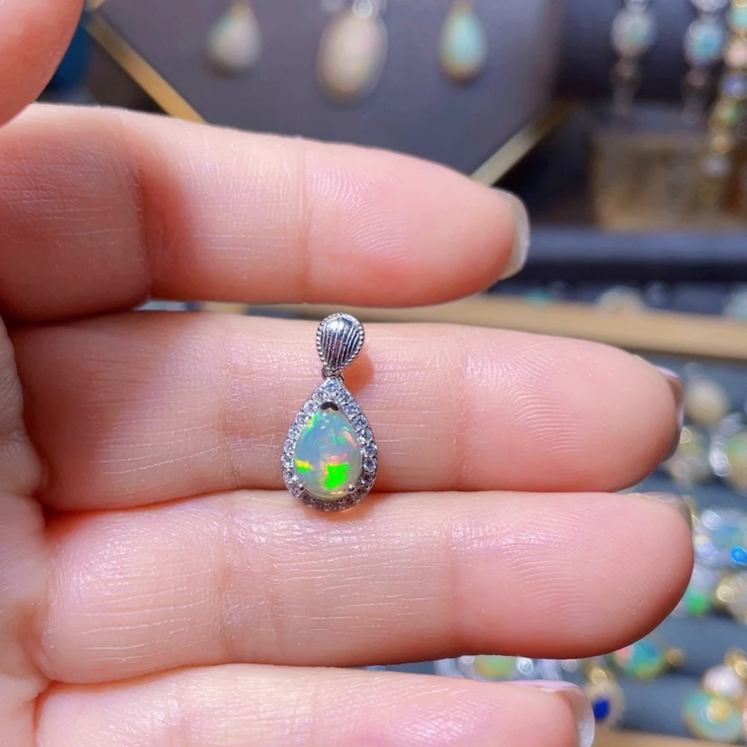 欧泊吊坠不含链银S925镶嵌青****3