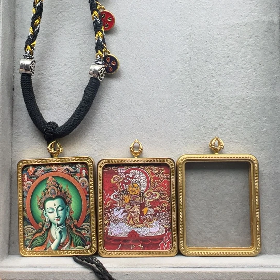 吊坠小*兔铜双面天王绿度绳子10号黑金