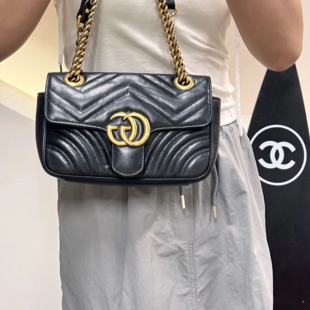 95新 GUCCI/古驰 黑金22马萌/7739