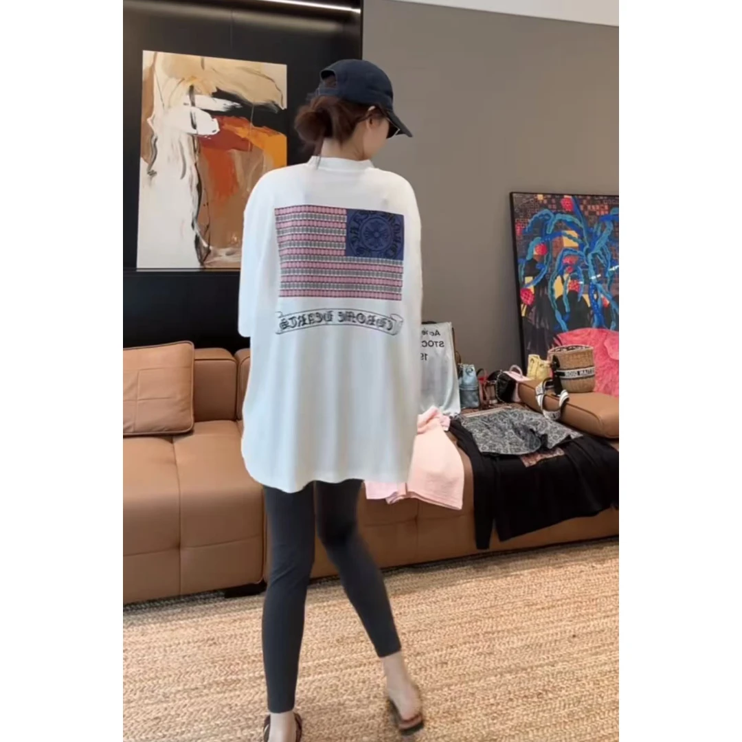 徐靖靖【夏日星语】短袖女夏季潮牌高端圆领潮牌宽松半袖T恤2506087