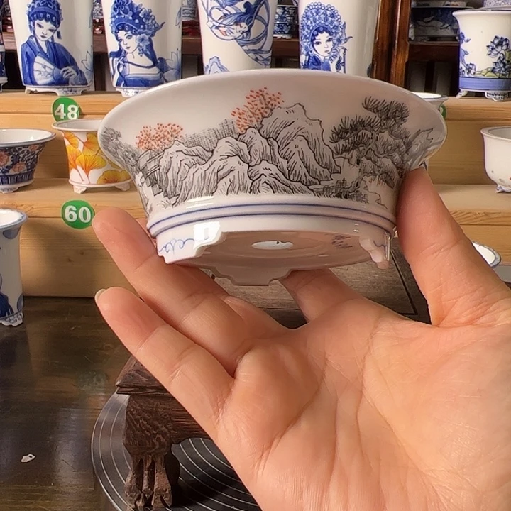 摆件墨奈手绘手工陶瓷花盆