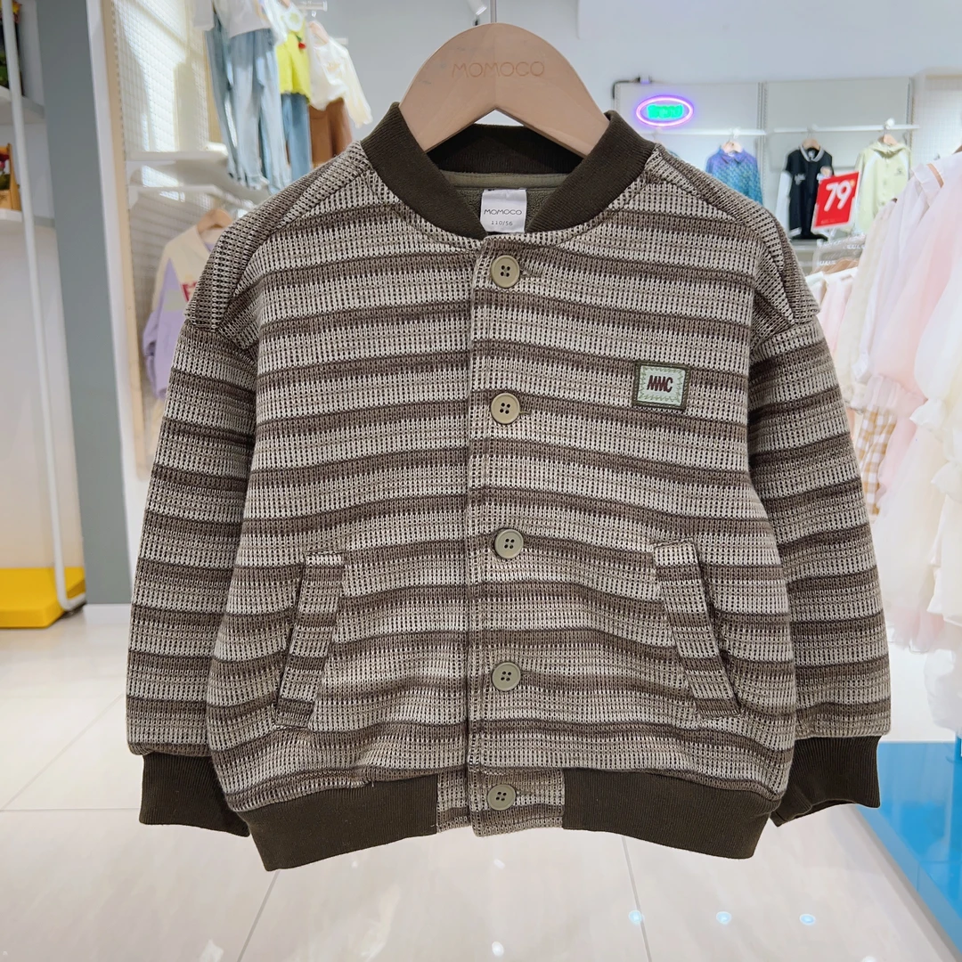 MOMOCO冬季男童潮流休闲简约条纹开衫外套75410112003