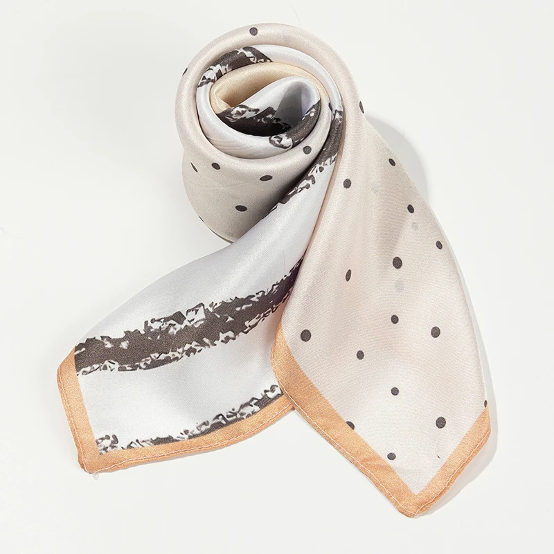 品牌桑蚕丝53cm斑马丝巾春秋优雅女士气质小方巾护颈时尚百搭颈巾