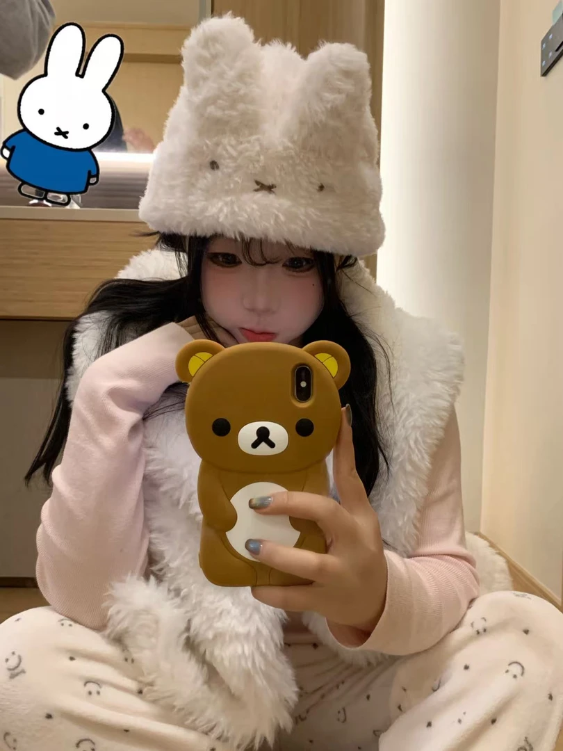 可爱小兔耳朵帽子1.0秋冬保暖女时尚显脸小包头帽针织帽