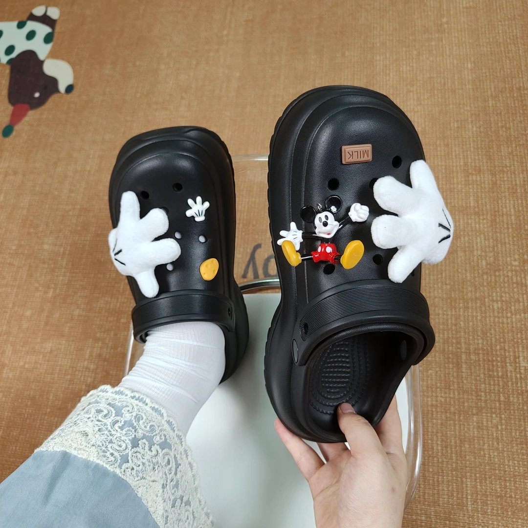 厚底洞洞鞋女款家居室内夏季外穿防滑增高沙滩鞋踩屎感包头凉拖鞋
