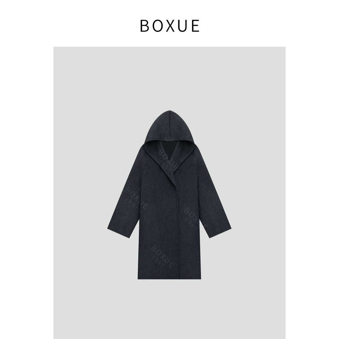 BOXUE ”云川“2024秋冬新款高级保暖纯色带帽大衣#240927W44