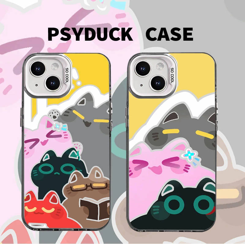 适用苹果华为一加小米崩铁猫咪组合彩银白底动漫防摔手机壳全包