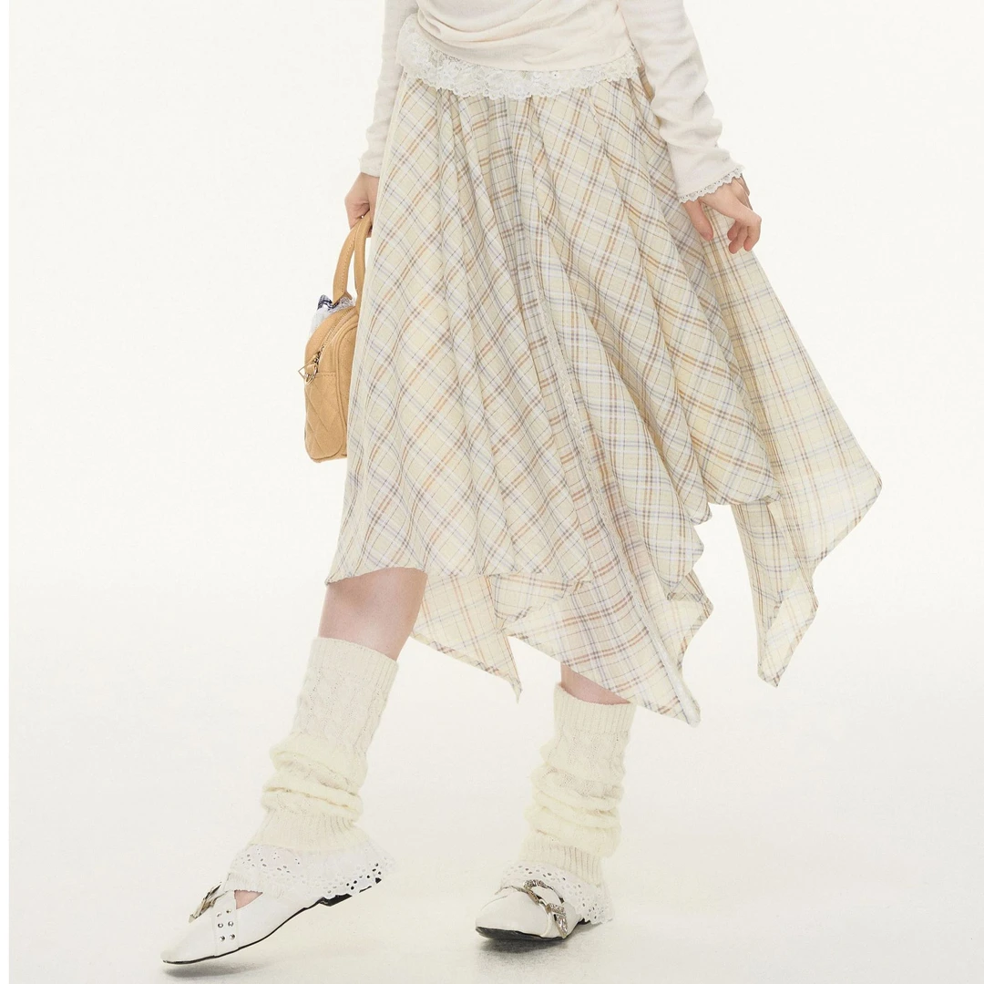 SPEAR YOUTH“温柔陷阱”不规则下摆半身裙韩系蕾丝拼接半裙裙子