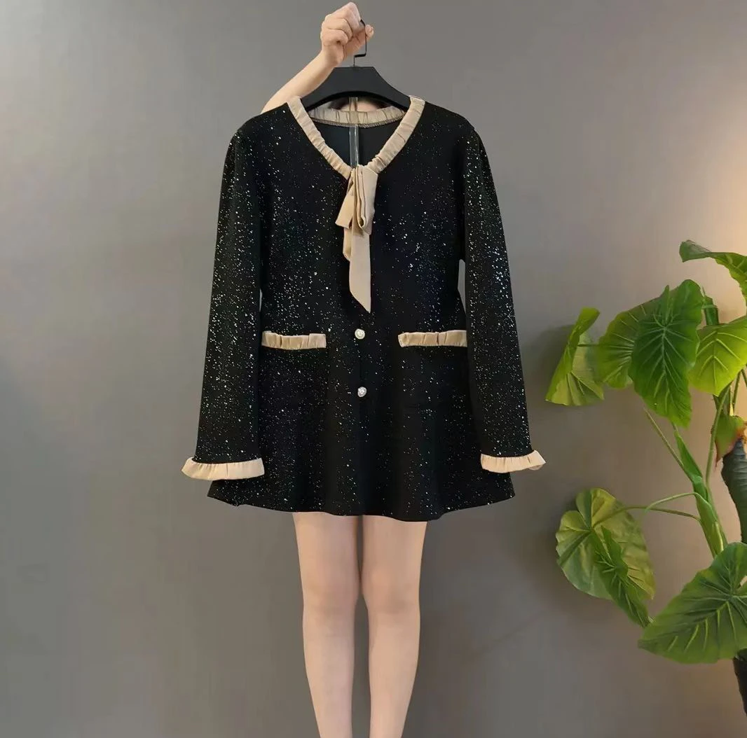 自定义-8879 遮肉显瘦气质时尚木耳边高档黑色上衣