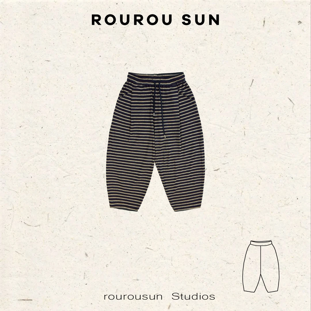 50357冬款女装韩版慵懒撞色高腰显瘦条纹百搭休闲分裤