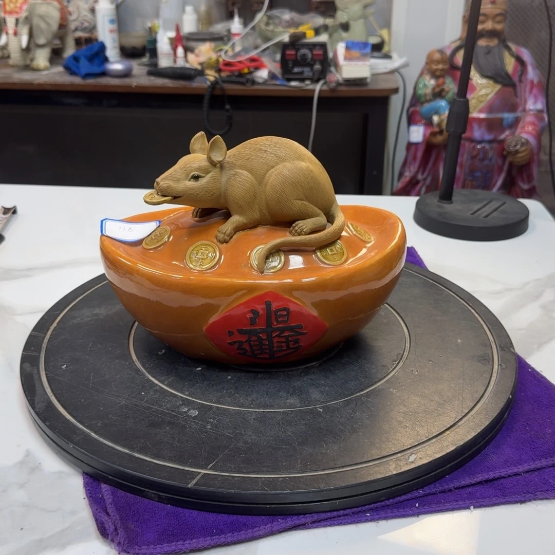 莲***3石湾窑陶瓷摆件老子