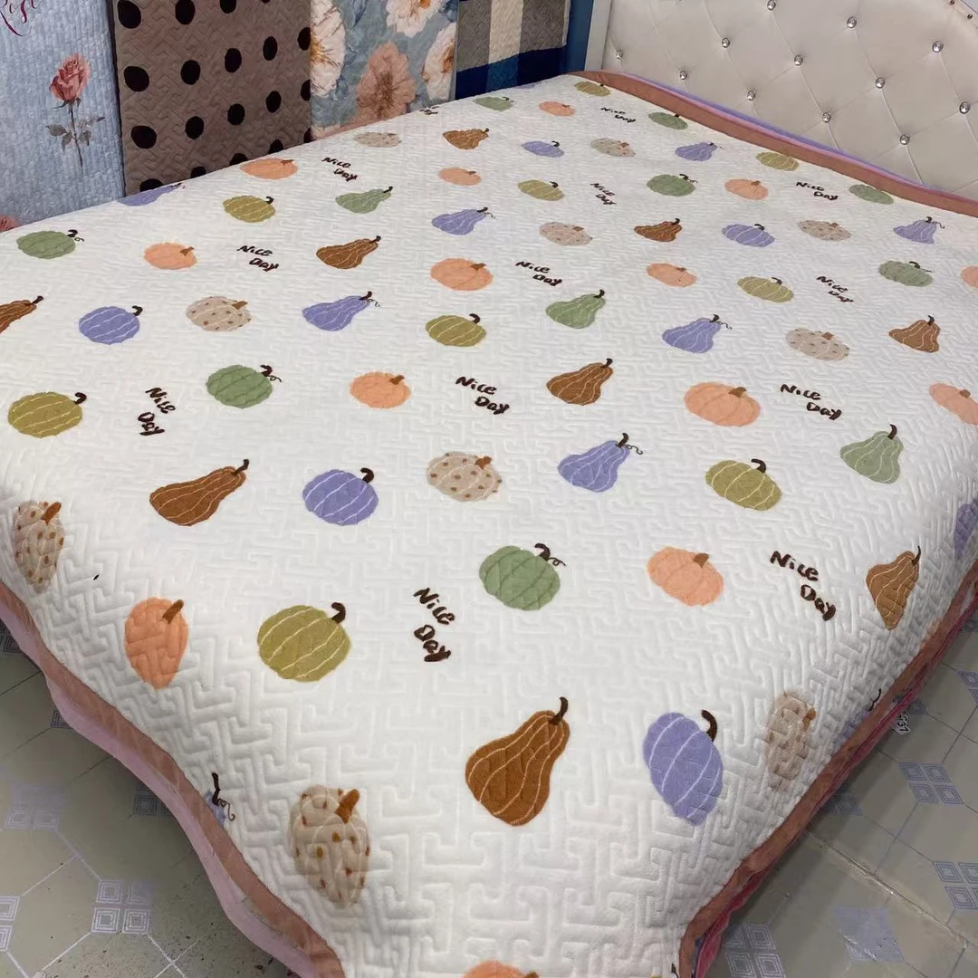 【南瓜宝贝]秋冬加厚款宝宝绒床盖保暖亲肤