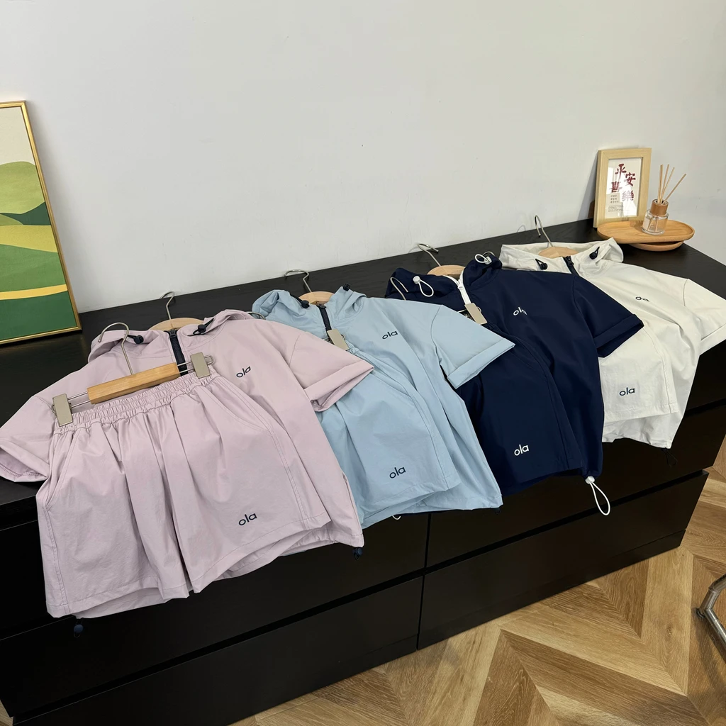 25夏季新款纯色连帽儿童两件套中大男童女童休闲套装6396