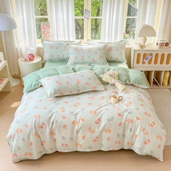 新款加厚磨毛四件套磨牛奶绒棉植物绒四件套高克重可爱双面绒被