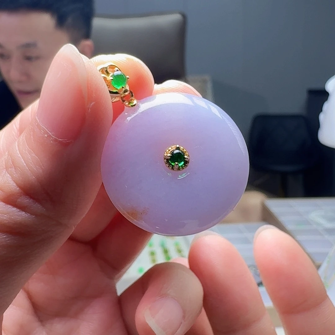 翡翠银S925镶嵌吊坠(不含链)天然