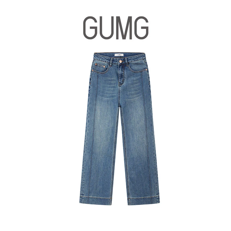 【女装优选】GUMG-美式蓝色直筒牛仔裤GM20005