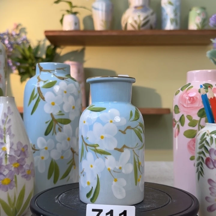 景德镇陶瓷手绘花瓶摆件无孔