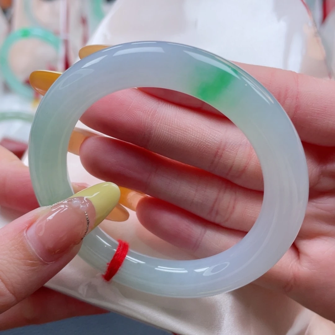 未镶嵌手镯翡翠52.6阳春白雪 高货毕业级 零毛孔 24号