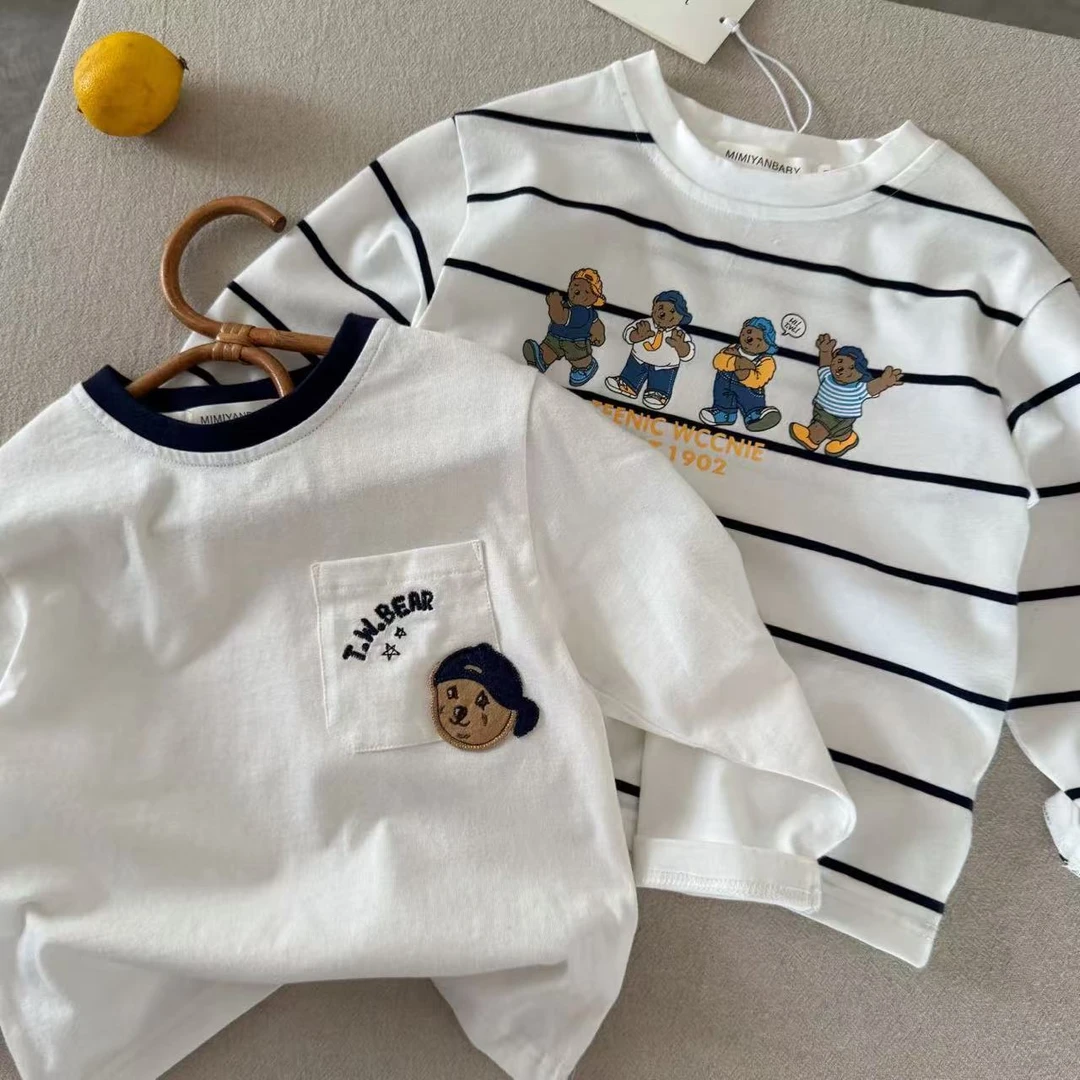 儿童男宝秋装服装卡通长袖t恤中小童宝宝春秋季时髦休闲上衣