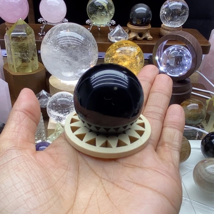 水晶摆件未镶嵌天然黑曜石球