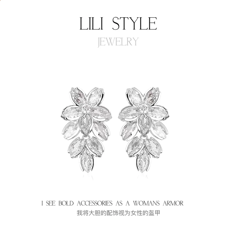 铜合金耳饰 花朵精致轻奢耳钉女高级感耳饰适合夏天的耳环K222