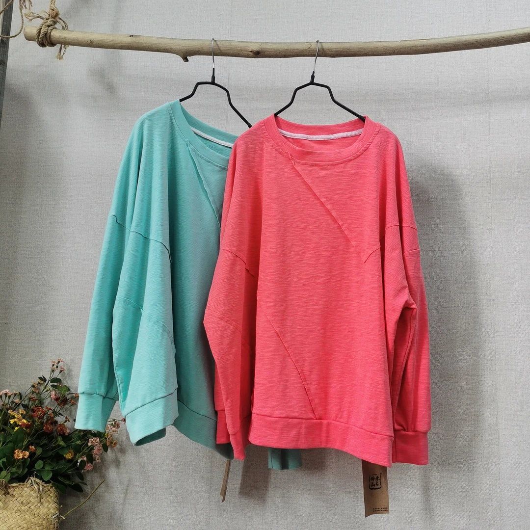 儒品素衣0902竹节棉圆领拼接t