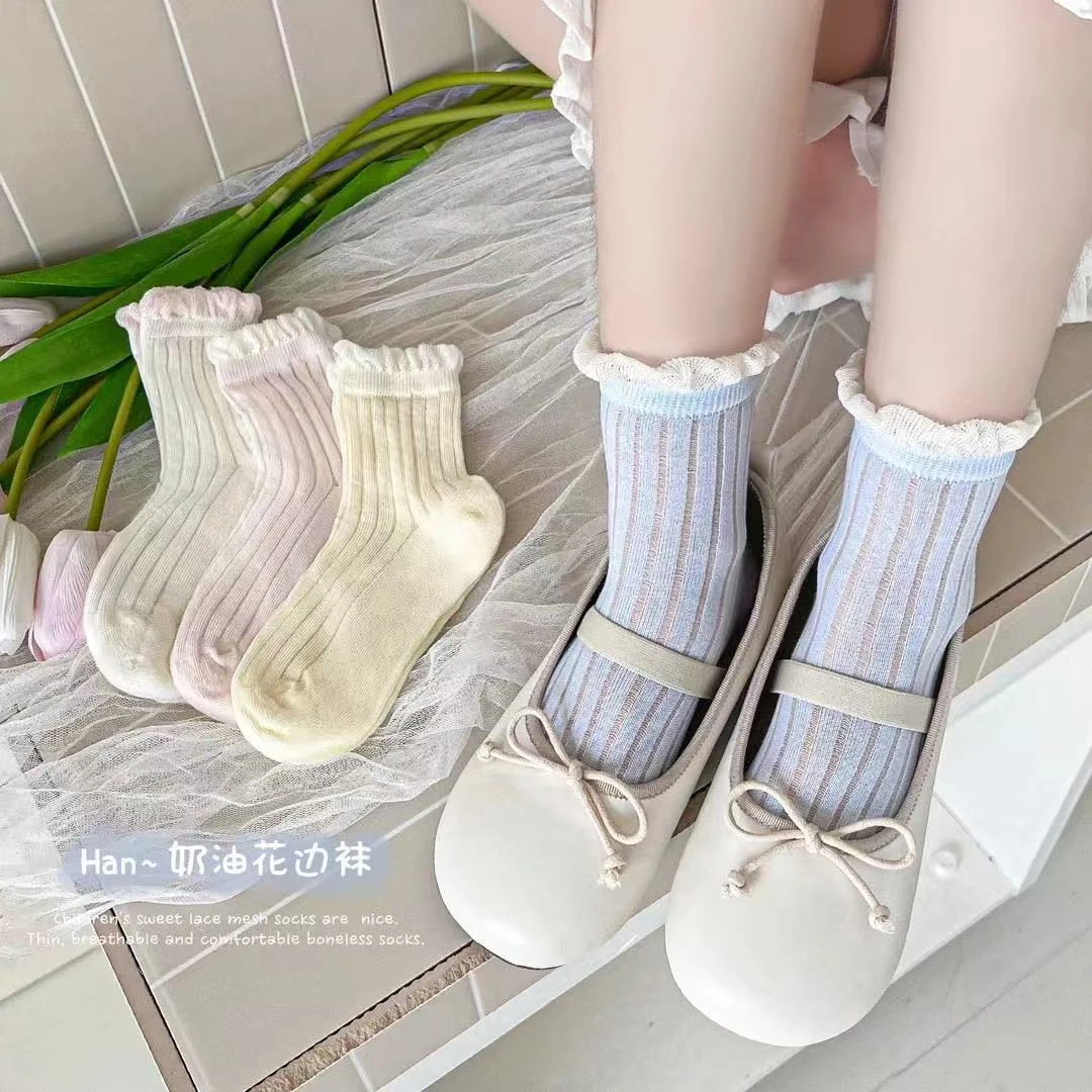 儿童袜子夏季薄款1-12岁宝宝棉袜多巴胺网眼休闲百搭透气中筒袜