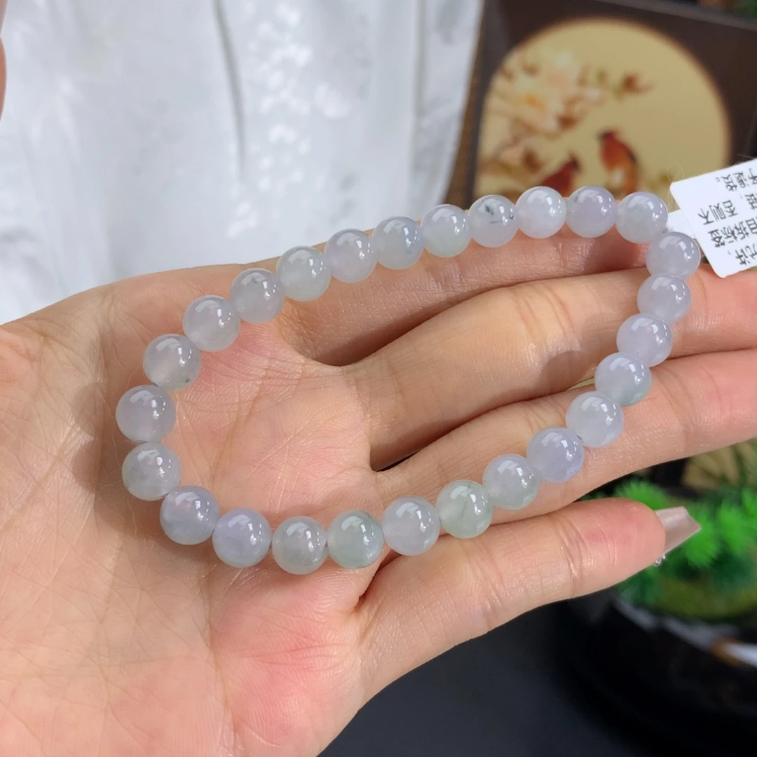 未镶嵌手链翡翠卡7冰胶淡淡淡紫飘花手串