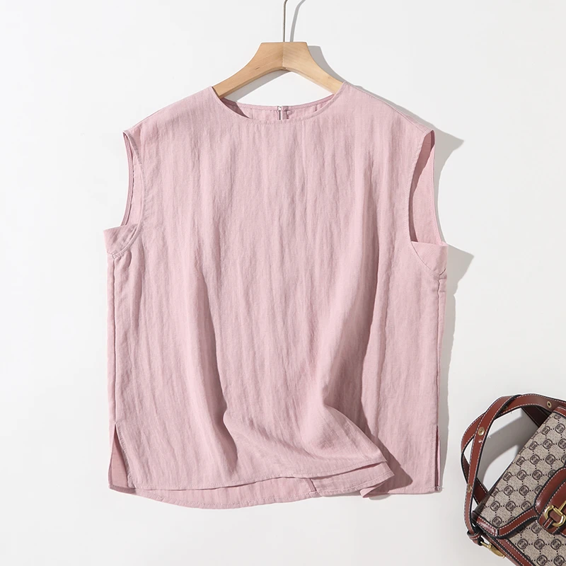 芨简自然！25夏新款亚麻简约大气凉爽舒适透气轻薄短袖T恤女7160-1